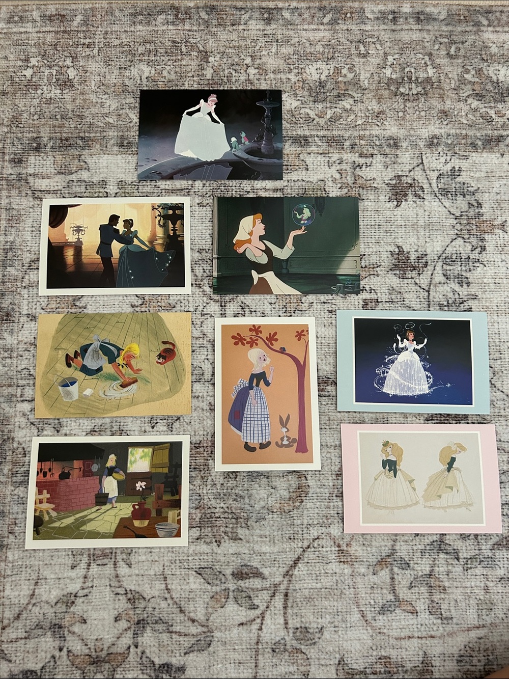 Disney Cinderella Postcard Set of 8 Collectible Princess Art Cards Vintage